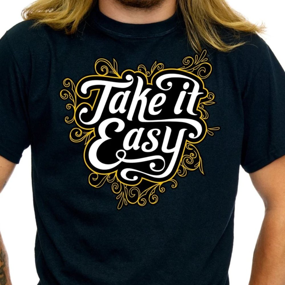 Take It Easy Typography Graphic Shirt Relax Chill Vibes TShirt Short Sleeve TS45